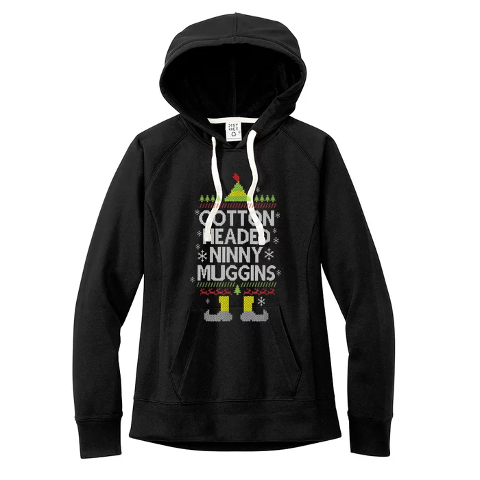 Cotton Headed Ninny Muggins! Funny Christmas Elf Women's Fleece Hoodie