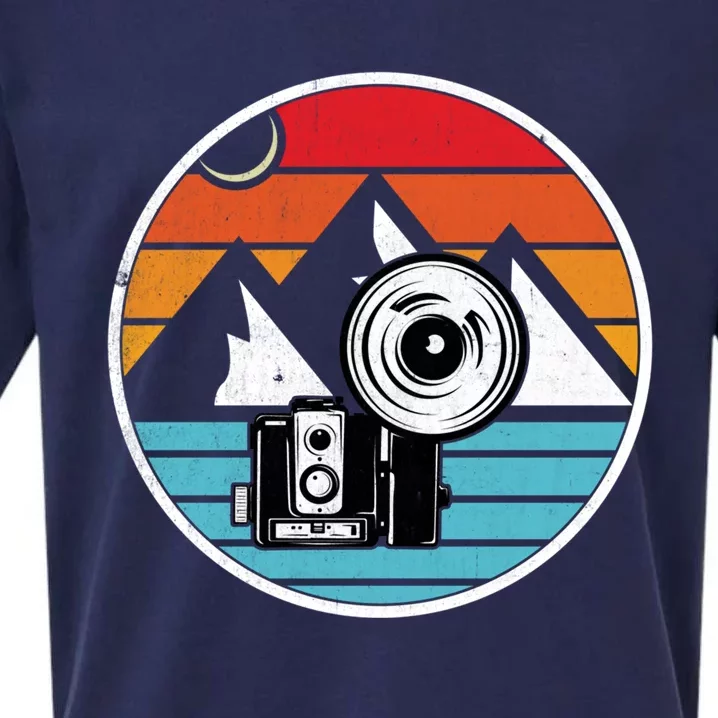 Camping Hiking Nature Retro Photographer Camera Camera Gift Sueded Cloud Jersey T-Shirt