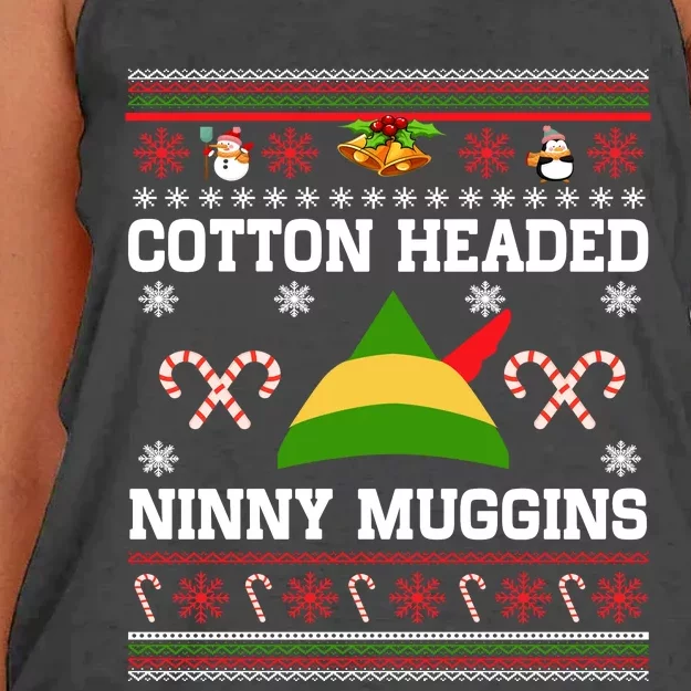 Cotton Headed Ninny Muggins Ugly Christmas Sweater Gift Women's Knotted Racerback Tank