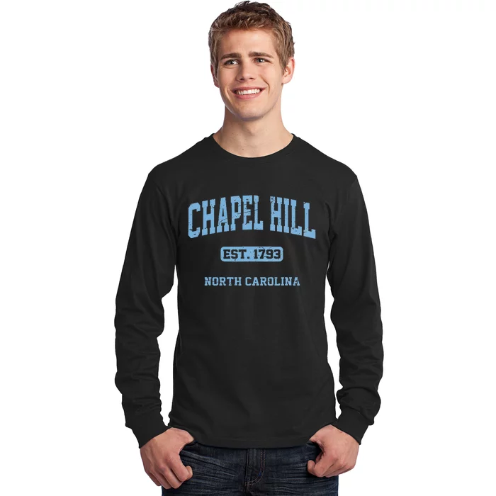 Chapel Hill North Carolina NC Vintage State Athletic Style Long Sleeve Shirt