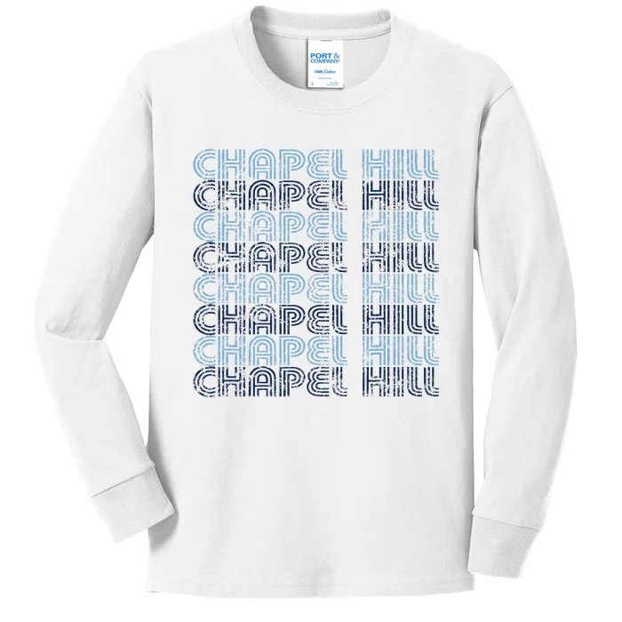 Chapel Hill North Carolina Vintage Weathered Kids Long Sleeve Shirt