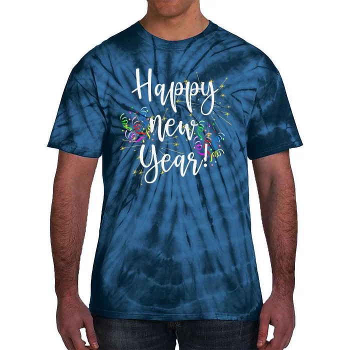 Cute Happy New Year Day Eve Party Fireworks Confetti Costume Tie-Dye T-Shirt