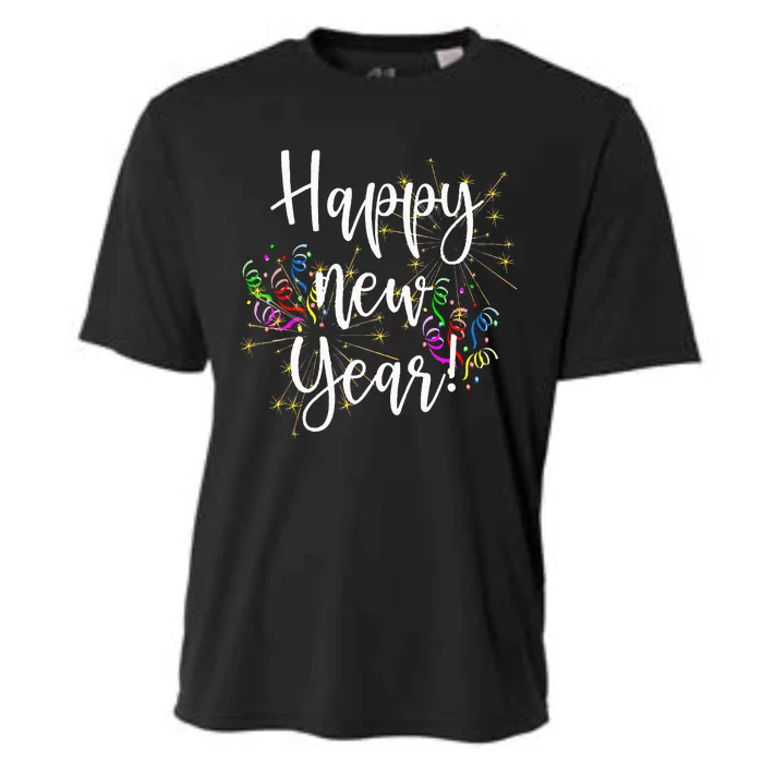 Cute Happy New Year Day Eve Party Fireworks Confetti Costume Cooling Performance Crew T-Shirt