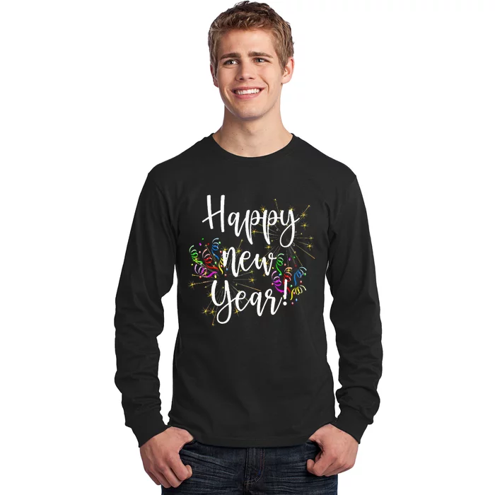 Cute Happy New Year Day Eve Party Fireworks Confetti Costume Long Sleeve Shirt