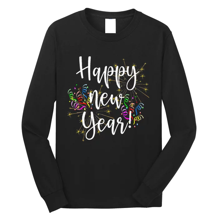 Cute Happy New Year Day Eve Party Fireworks Confetti Costume Long Sleeve Shirt