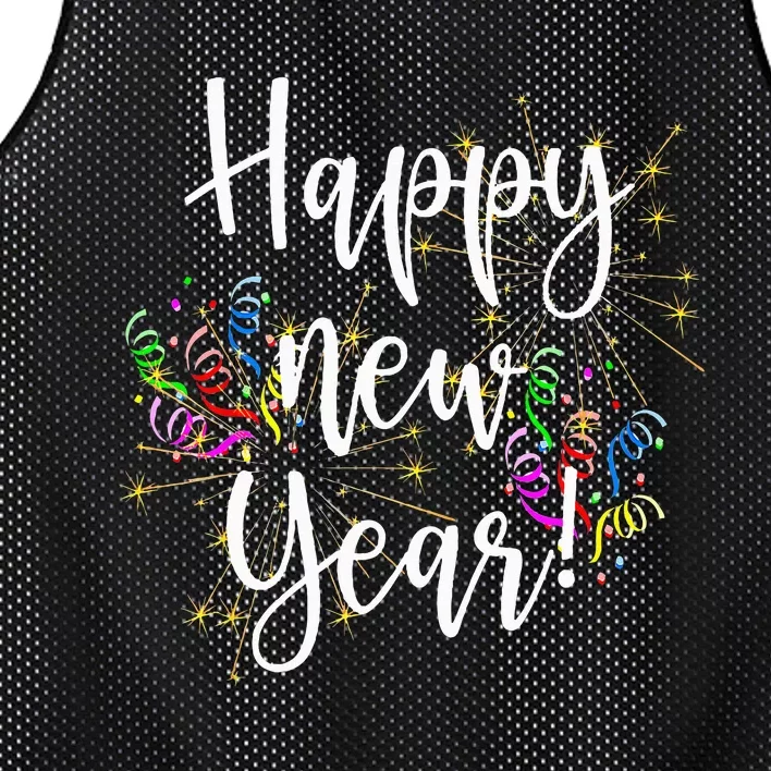 Cute Happy New Year Day Eve Party Fireworks Confetti Costume Mesh Reversible Basketball Jersey Tank