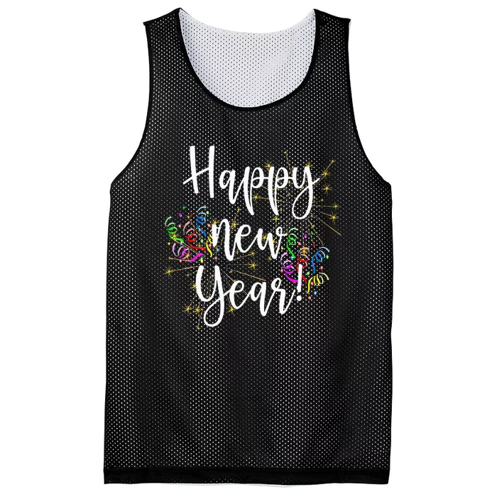 Cute Happy New Year Day Eve Party Fireworks Confetti Costume Mesh Reversible Basketball Jersey Tank