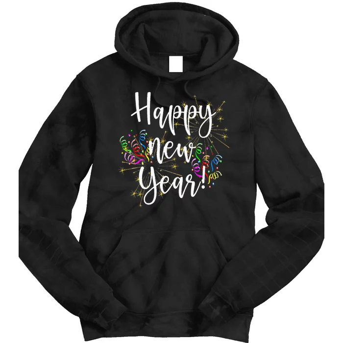 Cute Happy New Year Day Eve Party Fireworks Confetti Costume Tie Dye Hoodie