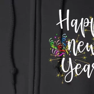 Cute Happy New Year Day Eve Party Fireworks Confetti Costume Full Zip Hoodie