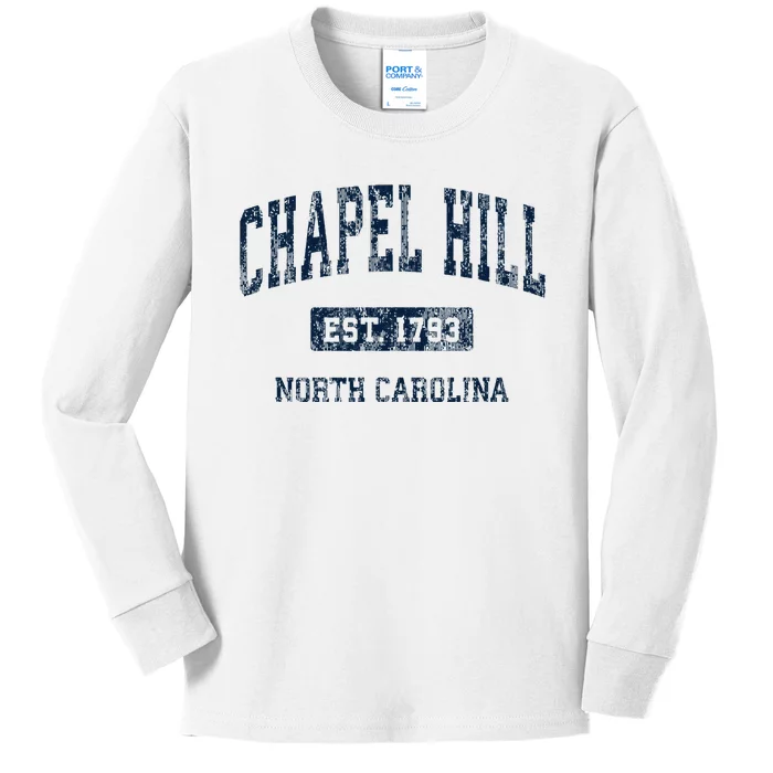 Chapel Hill North Carolina Nc Vintage Athletic Kids Long Sleeve Shirt