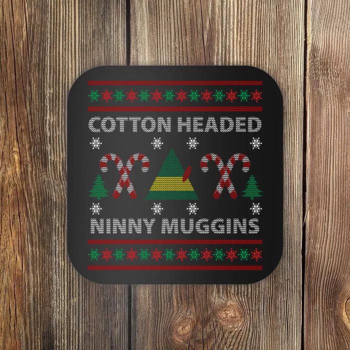 Cotton Headed Ninny Muggins Ugly Christmas Sweater Design Coaster