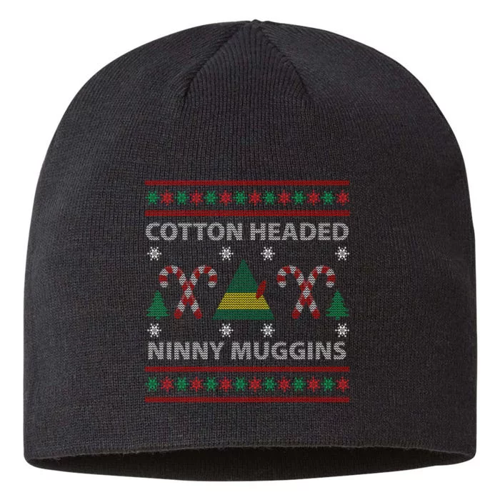 Cotton Headed Ninny Muggins Ugly Christmas Sweater Design 8 1/2in Sustainable Knit Beanie