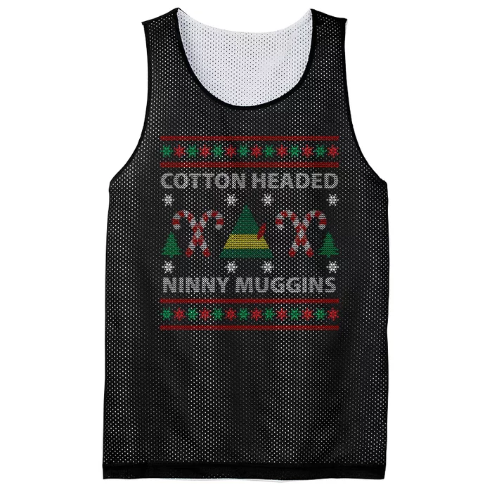 Cotton Headed Ninny Muggins Ugly Christmas Sweater Design Mesh Reversible Basketball Jersey Tank