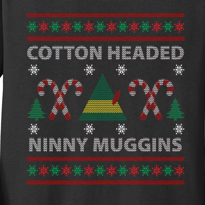 Cotton Headed Ninny Muggins Ugly Christmas Sweater Design Kids Long Sleeve Shirt