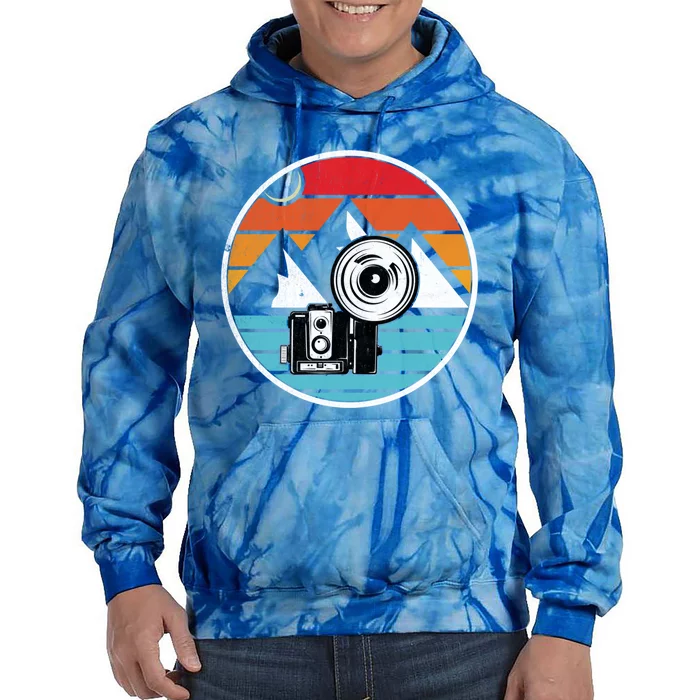 Camping Hiking Nature Retro Photographer Camera Camera Cute Gift Tie Dye Hoodie