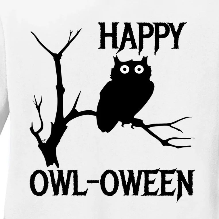 Cute Halloween Owl ; Great For Kids Happy Owl Oween Ladies Long Sleeve Shirt