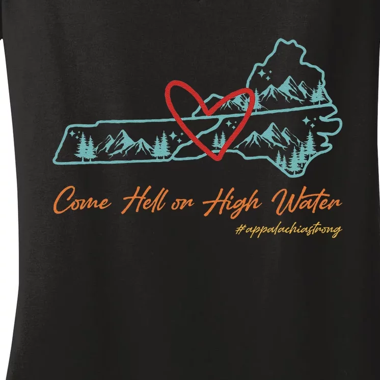 Come Hell Or High Water – Appalachian Strong Retro Women's V-Neck T-Shirt