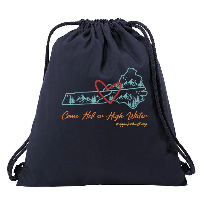 Come Hell Or High Water – Appalachian Strong Retro Drawstring Bag