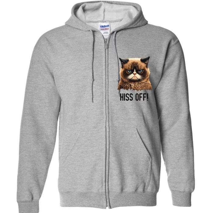 Cat Hiss Off Funny Cat Lover Kitten Quotes Women Full Zip Hoodie