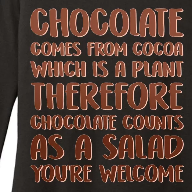 Chocolate Counts As A Salad Funny Womens CVC Long Sleeve Shirt