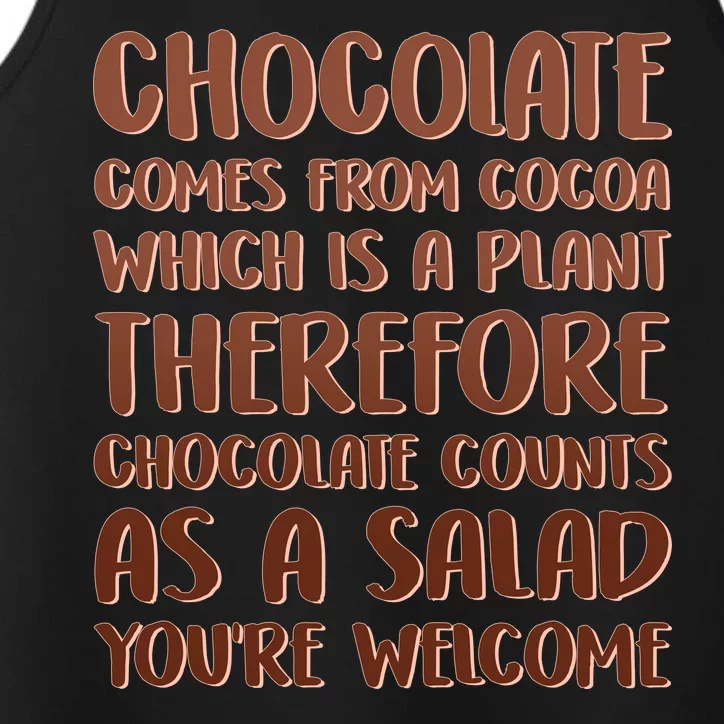 Chocolate Counts As A Salad Funny Performance Tank