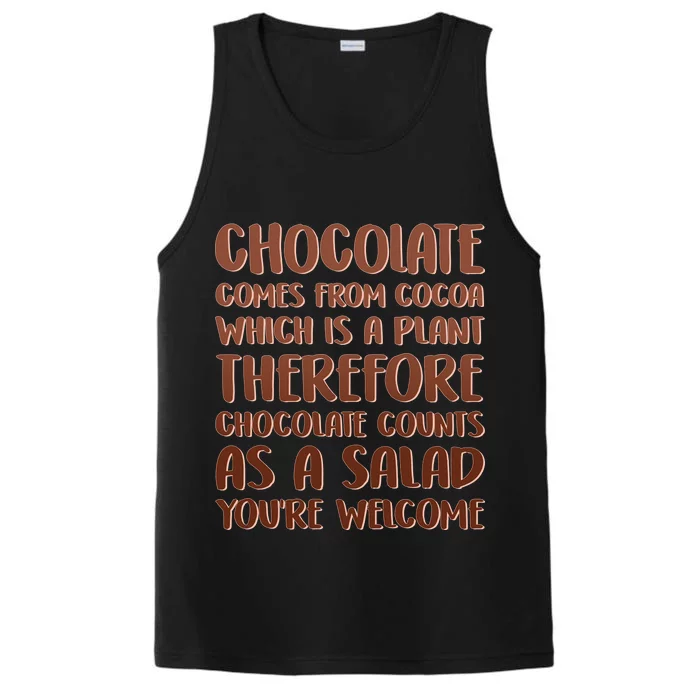 Chocolate Counts As A Salad Funny Performance Tank