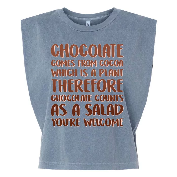 Chocolate Counts As A Salad Funny Garment-Dyed Women's Muscle Tee