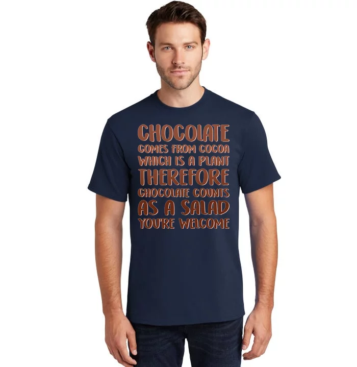 Chocolate Counts As A Salad Funny Tall T-Shirt