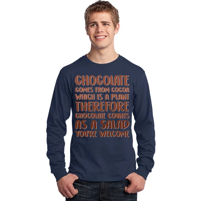 Chocolate Counts As A Salad Funny Tall Long Sleeve T-Shirt