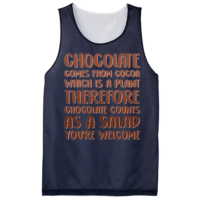 Chocolate Counts As A Salad Funny Mesh Reversible Basketball Jersey Tank