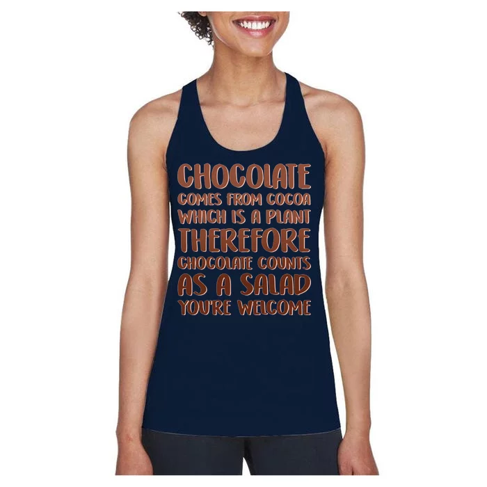 Chocolate Counts As A Salad Funny Women's Racerback Tank