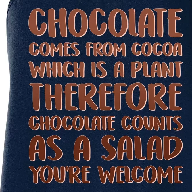 Chocolate Counts As A Salad Funny Women's Racerback Tank