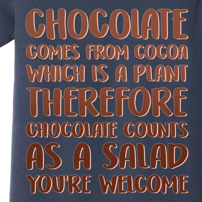 Chocolate Counts As A Salad Funny Baby Bodysuit