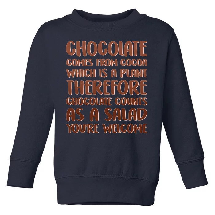 Chocolate Counts As A Salad Funny Toddler Sweatshirt