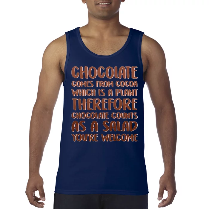 Chocolate Counts As A Salad Funny Tank Top