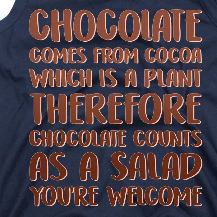 Chocolate Counts As A Salad Funny Tank Top