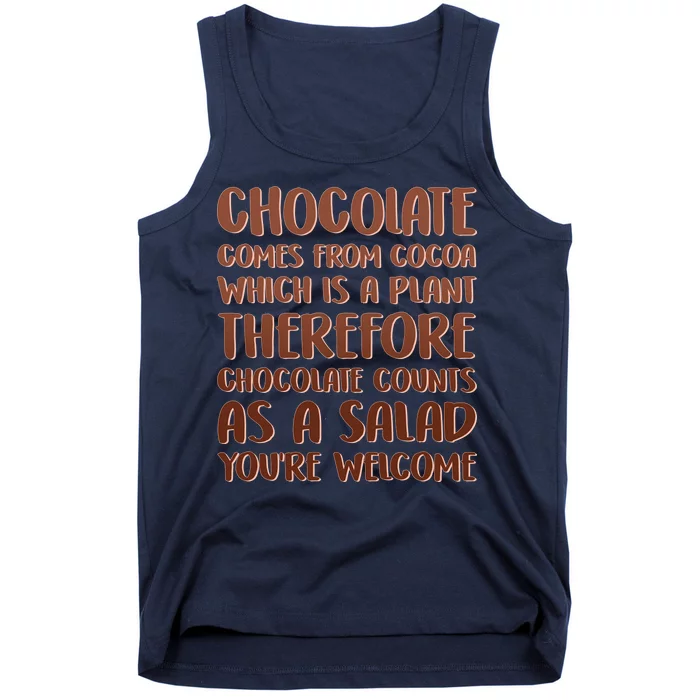 Chocolate Counts As A Salad Funny Tank Top