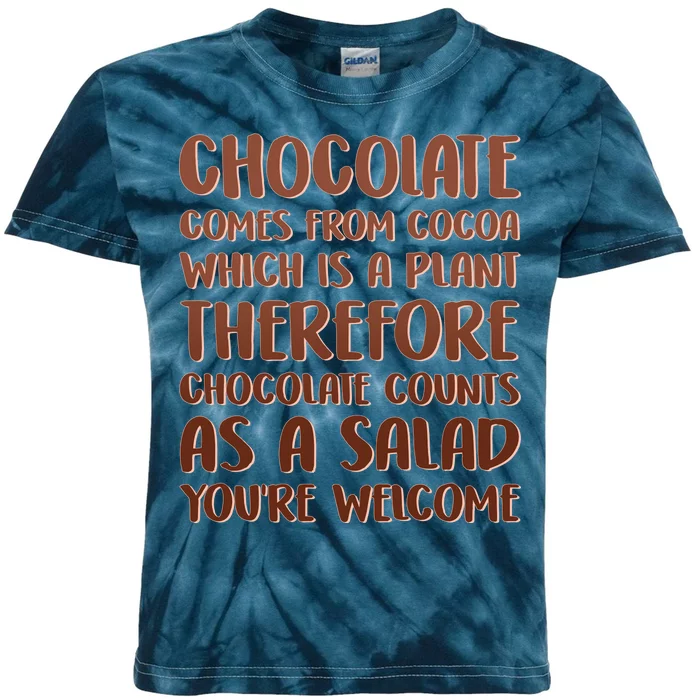 Chocolate Counts As A Salad Funny Kids Tie-Dye T-Shirt