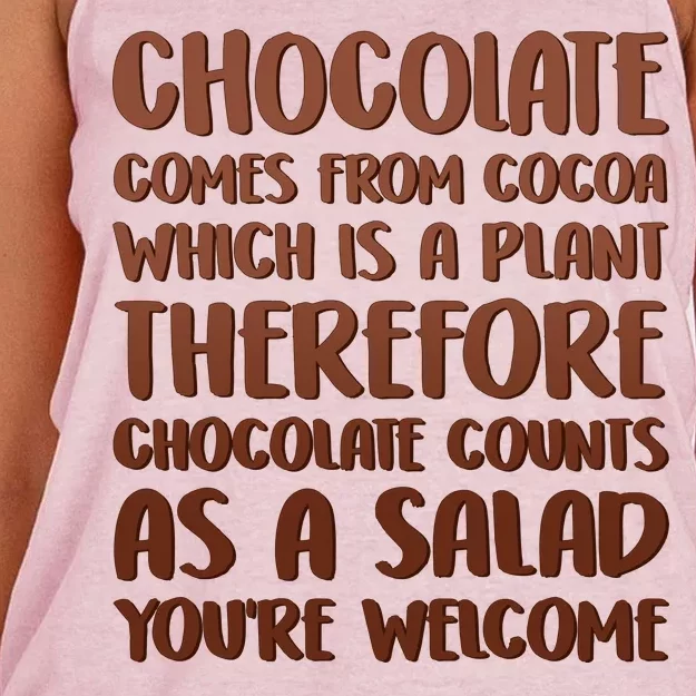 Chocolate Counts As A Salad Funny Women's Knotted Racerback Tank