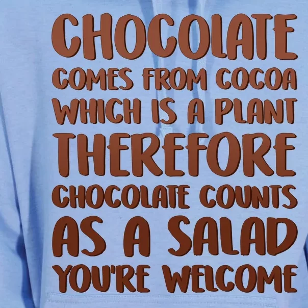 Chocolate Counts As A Salad Funny Unisex Surf Hoodie