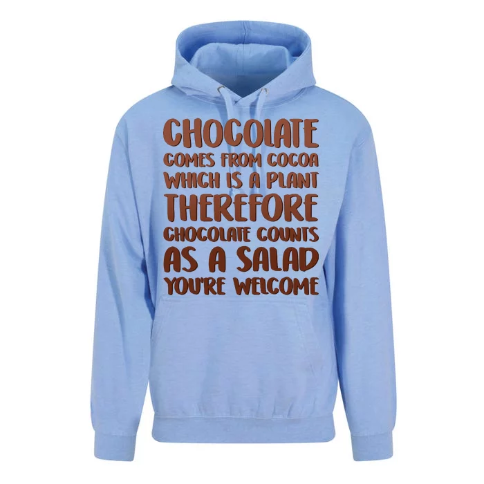 Chocolate Counts As A Salad Funny Unisex Surf Hoodie