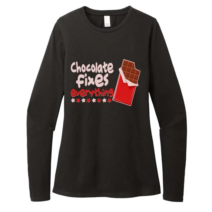 Chocolate Fixes Everything Chocolate Candy Bar Womens CVC Long Sleeve Shirt