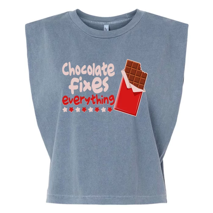 Chocolate Fixes Everything Chocolate Candy Bar Garment-Dyed Women's Muscle Tee