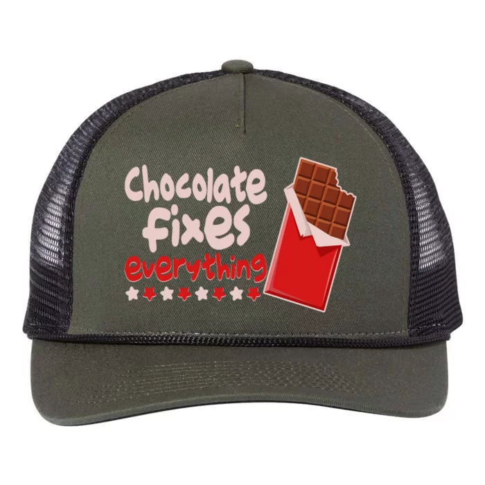 Chocolate Fixes Everything Chocolate Candy Bar Retro Rope Trucker Hat Cap