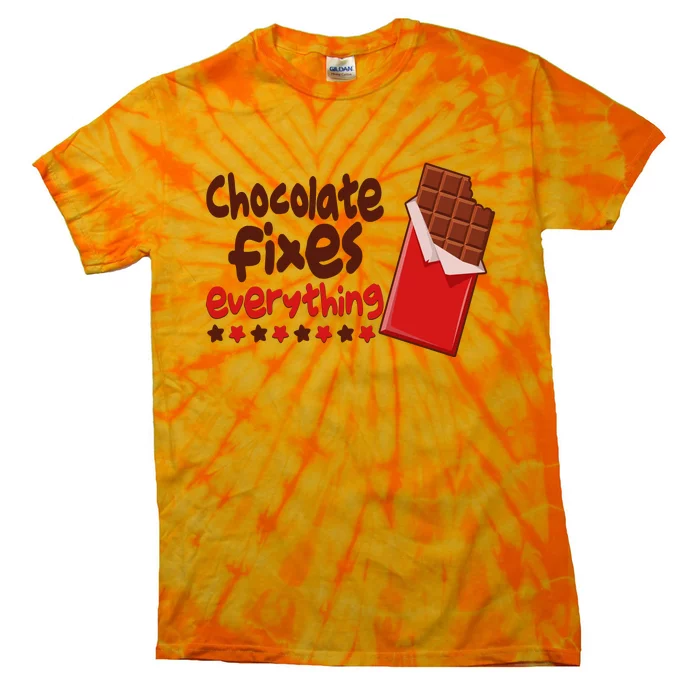 Chocolate Fixes Everything Chocolate Candy Bar Tie-Dye T-Shirt