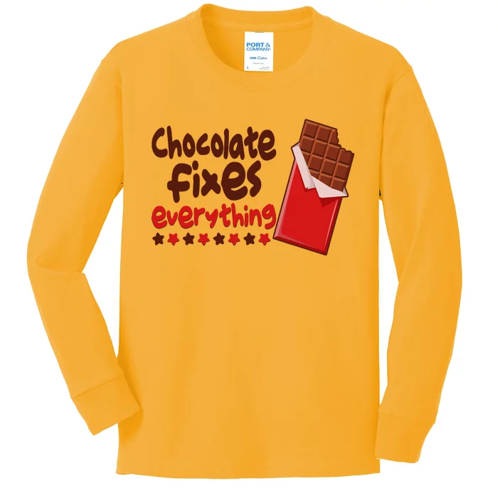 Chocolate Fixes Everything Chocolate Candy Bar Kids Long Sleeve Shirt