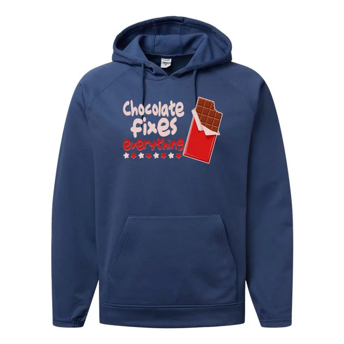 Chocolate Fixes Everything Chocolate Candy Bar Performance Fleece Hoodie