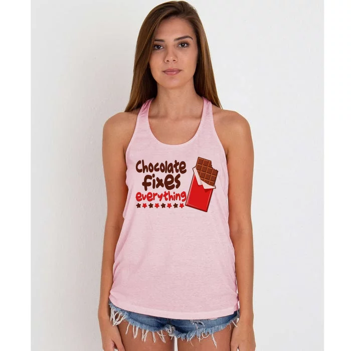 Chocolate Fixes Everything Chocolate Candy Bar Women's Knotted Racerback Tank