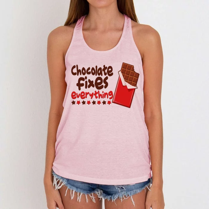 Chocolate Fixes Everything Chocolate Candy Bar Women's Knotted Racerback Tank