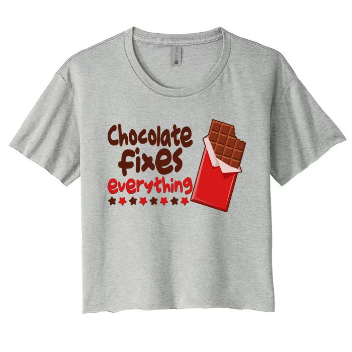 Chocolate Fixes Everything Chocolate Candy Bar Women's Crop Top Tee